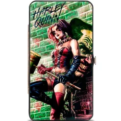 Hinged Wallet - HARLEY QUINN Hammer Pose Joker Face Arkham Asylum Secret Origins Issue #4 Cover