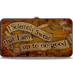 Hinged Wallet - Harry Potter I SOLEMNLY SWEAR THAT I AM UP TO NO GOOD Banner Tan Black
