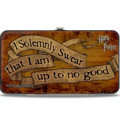 Hinged Wallet - Harry Potter I SOLEMNLY SWEAR THAT I AM UP TO NO GOOD Banner Tan Black