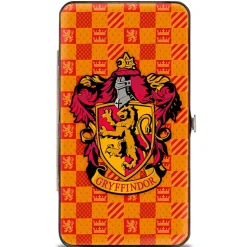 Hinged Wallet - Harry Potter GRYFFINDOR Crest Heraldry Checkers Golds Reds