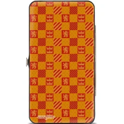 Hinged Wallet - Harry Potter GRYFFINDOR Crest Heraldry Checkers Golds Reds