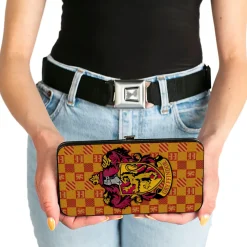 Hinged Wallet - Harry Potter GRYFFINDOR Crest Heraldry Checkers Golds Reds