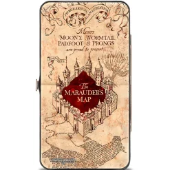 Hinged Wallet - Hogwarts School THE MARAUDER'S MAP Tan Reds