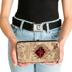 Hinged Wallet - Hogwarts School THE MARAUDER'S MAP Tan Reds