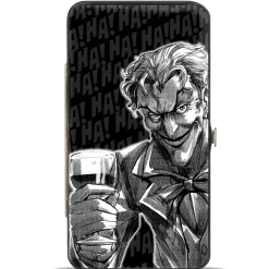Hinged Wallet - Joker Wine Pose Sketch + THE JOKER Logo HA! HA! Black Grays White