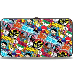 Hinged Wallet - Justice League 8-Chibi Character Action Pose Comic Blocks
