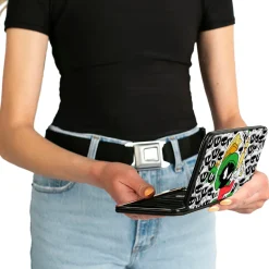 Hinged Wallet - Marvin the Martian Ray Gun Pose Expressions Stacked LANDSCAPE White Black Multi Color