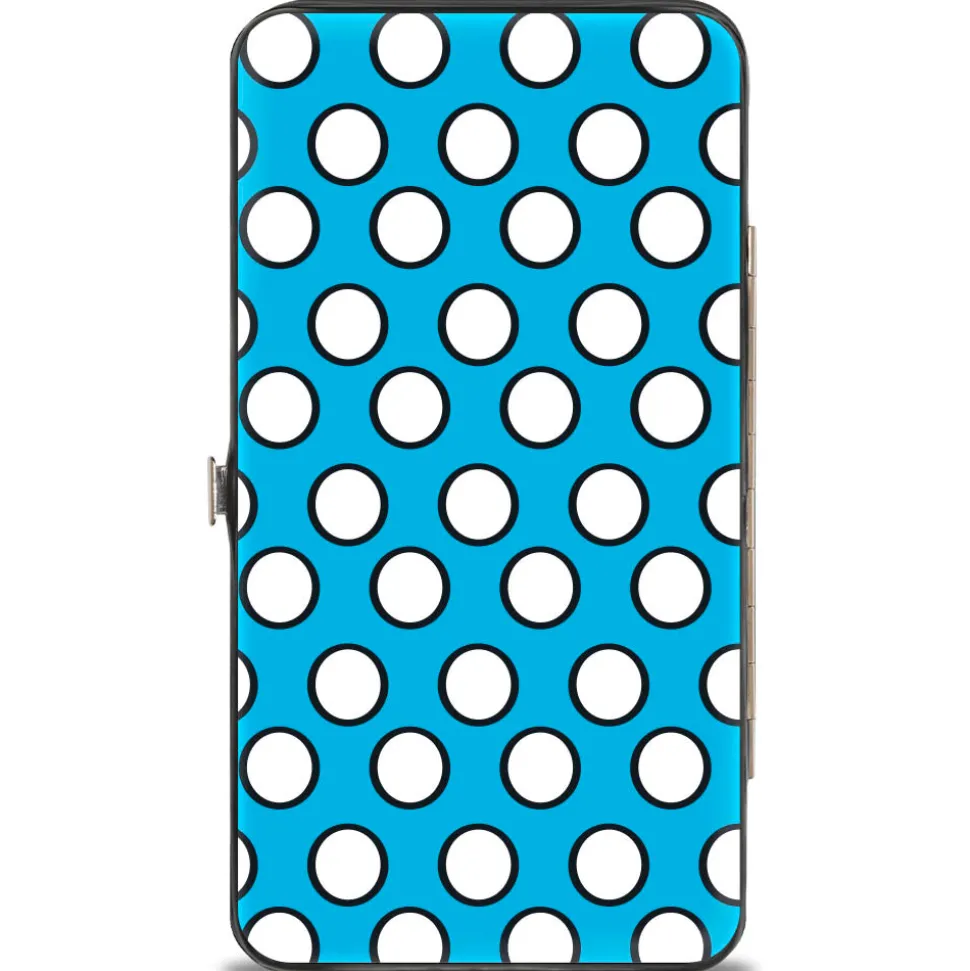 Hinged Wallet - Minnie Style Smiling Pose + Dots Blue/Black/White