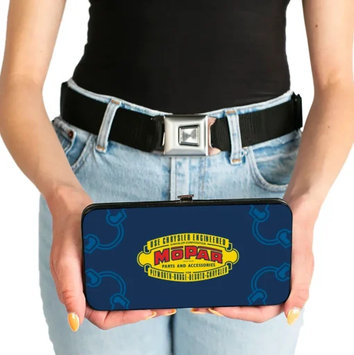 Hinged Wallet - MOPAR 1937-1947 Logo-USE CHRYSLER ENGINEERED MOPAR PARTS AND ACCESSORIES Blue Yellow Red