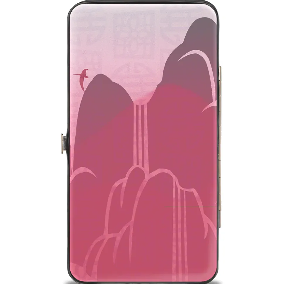 Hinged Wallet - Mulan Sword Action Pose + Landscape Pinks