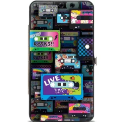 Hinged Wallet - Nick 90's Rewind Mash Up Cassette Tapes Collage Black