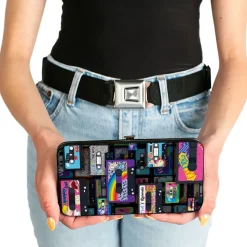 Hinged Wallet - Nick 90's Rewind Mash Up Cassette Tapes Collage Black