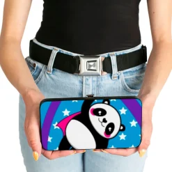 Hinged Wallet - Pandas & Rainbows w Stars