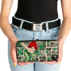 Hinged Wallet - Poison Ivy Pose + Logo Ivy Comic Scenes Grays Greens