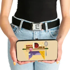 Hinged Wallet - Ratatouille Remy BON APPETIT Hiding Pose + Text Logo Beige Reds