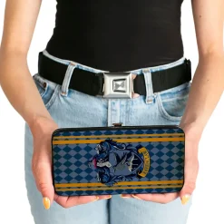 Hinged Wallet - RAVENCLAW Crest Stripes Diamonds Blues Gold