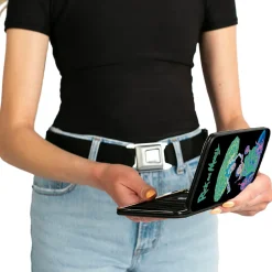 Hinged Wallet - Rick and Morty Portal Battle Scene + Botanical Cell Poses Collage Black