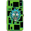 Hinged Wallet - Rick and Morty Logo and Circuit Faces and Blocks Multi Color