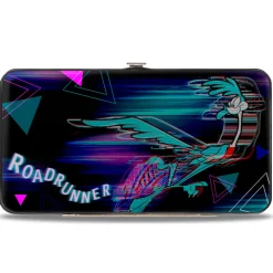 Hinged Wallet - ROAD RUNNER Action Pose Streak Triangles Black Blues Pinks