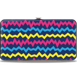 Hinged Wallet - Scribble Zig Zag Stripe Navy/Multi Color