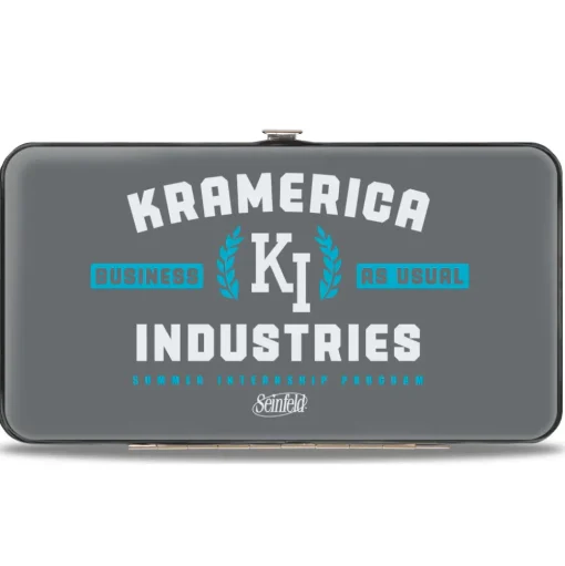 Hinged Wallet - Seinfeld Kramer KRAMERICA INDUSTIES Logo Grays Blue