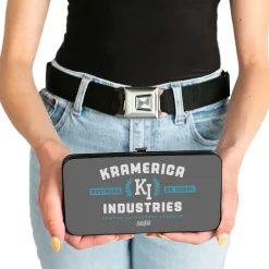 Hinged Wallet - Seinfeld Kramer KRAMERICA INDUSTIES Logo Grays Blue