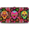 Hinged Wallet - Six Sugar Skulls Multi Color