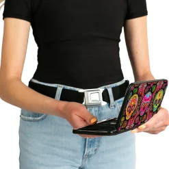 Hinged Wallet - Six Sugar Skulls Multi Color