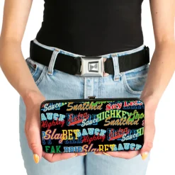 Hinged Wallet - Slang Verbiage Stacked Black/Multi Color