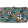 Hinged Wallet - Smiley Face Crossbones Stacked Gray/Multi Color