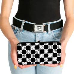 Hinged Wallet - Smiley Sad Face Checker Black/White
