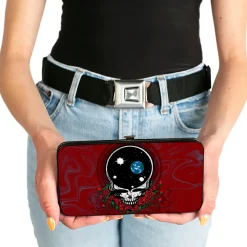 Hinged Wallet - Space Your Face Swirl Red Grays