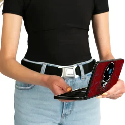 Hinged Wallet - Space Your Face Swirl Red Grays