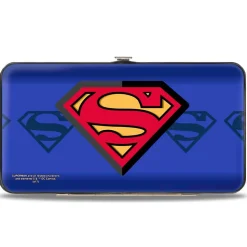 Hinged Wallet - Superman Shield Centered Shield Stripe Blues
