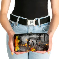 Hinged Wallet - SUPERNATURAL Sam + Dean Broken Faces CLOSE-UP Grays Flames