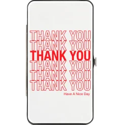 Hinged Wallet - THANK YOU HAVE A NICE DAY Bag Print White Red