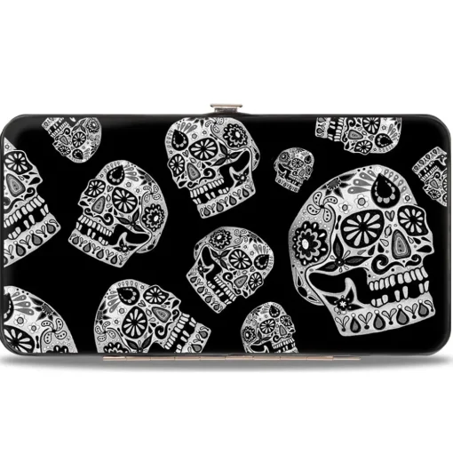 Hinged Wallet - The Dust of Living II Sugar Skulls Black White
