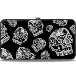 Hinged Wallet - The Dust of Living II Sugar Skulls Black White