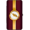 Hinged Wallet - The Flash Logo10 Stripe Burgundy Golds White