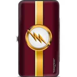 Hinged Wallet - The Flash Logo10 Stripe Burgundy Golds White