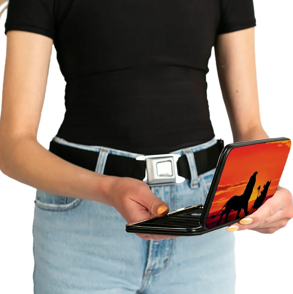 Hinged Wallet - The Lion King Hakuna Matata Simba Pumbaa Timon Sunset Silhouette Reds Black