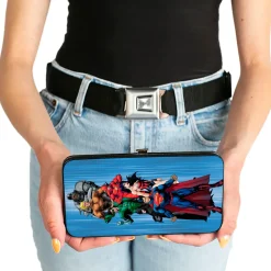 Hinged Wallet - The New 52 Justice League 7-Superhero Group Pose Streak Blues