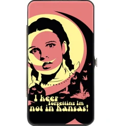 Hinged Wallet - The Wizard of Oz Dorothy and Flying Monkeys NOT IN KANSAS Quote Black/Yellow/Pink