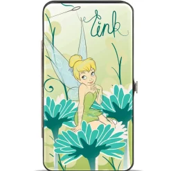 Hinged Wallet - TINK Sitting on Flower Pose Greens Aqua Blues