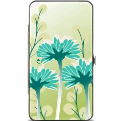 Hinged Wallet - TINK Sitting on Flower Pose Greens Aqua Blues