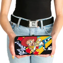 Hinged Wallet - Toy Story Jessie YEE HAW! Pose Stars Black Yellow Red Blues