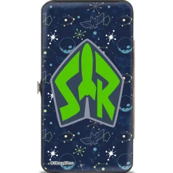 Hinged Wallet - Toy Story Buzz Lightyear Flight Pose + Space Ranger Logo Icons Blues Greens