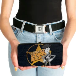 Hinged Wallet - Toy Story Woody SHERIFF STAR HERO Badge Denim Print Dark Grays Golds