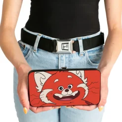 Hinged Wallet - Turning Red Red Panda Mei Smiling Face Close-Up Red