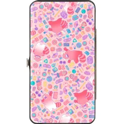Hinged Wallet - Turning Red Mei with Red Panda Mei and Icons Collage Pink Multi Pastel